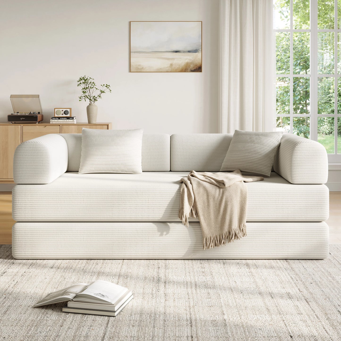 THOLASIS Convertible Floor Sofa Bed 5 in 1 Modular Sofa