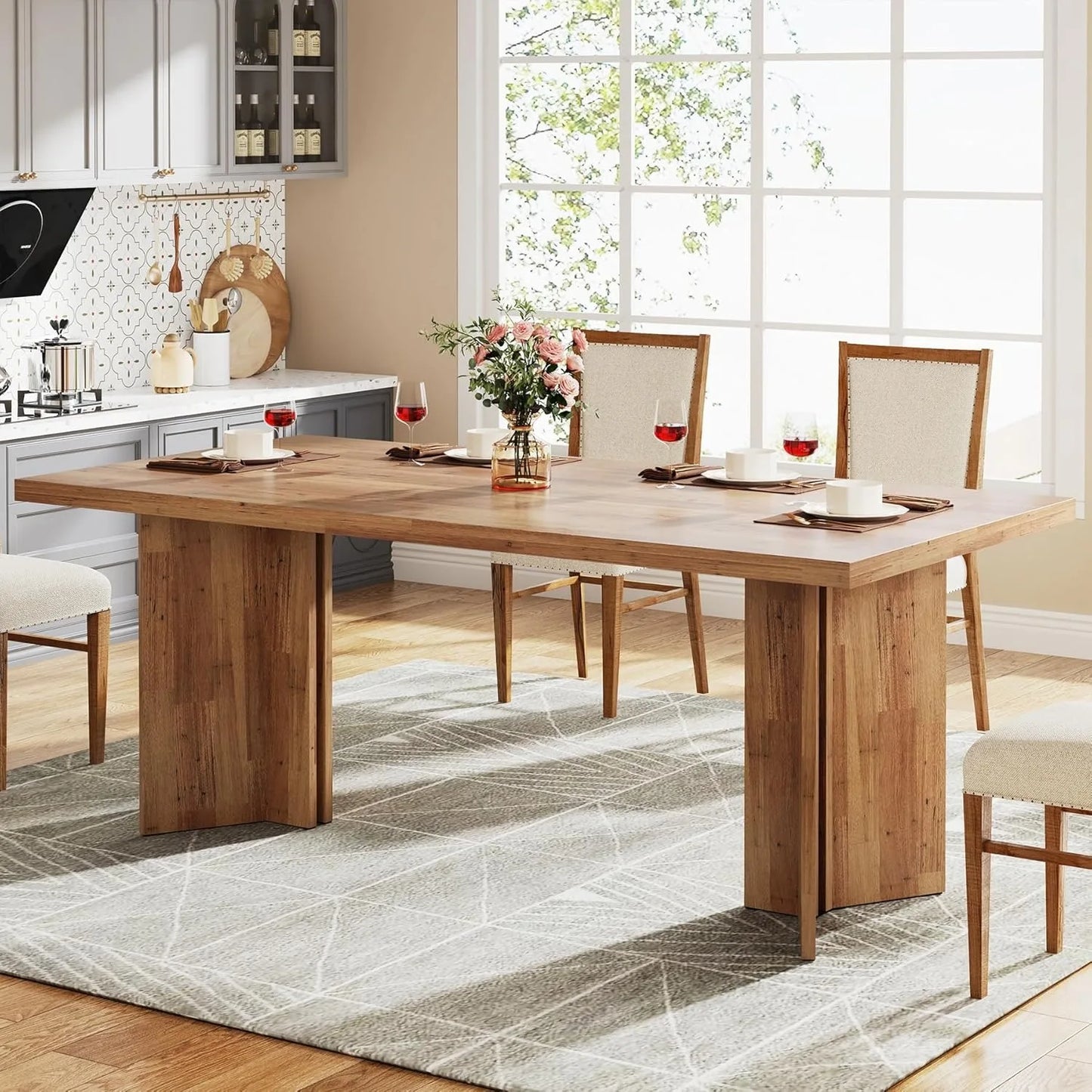 Little Tree Farmhouse Dining Table Rectangular Living Room