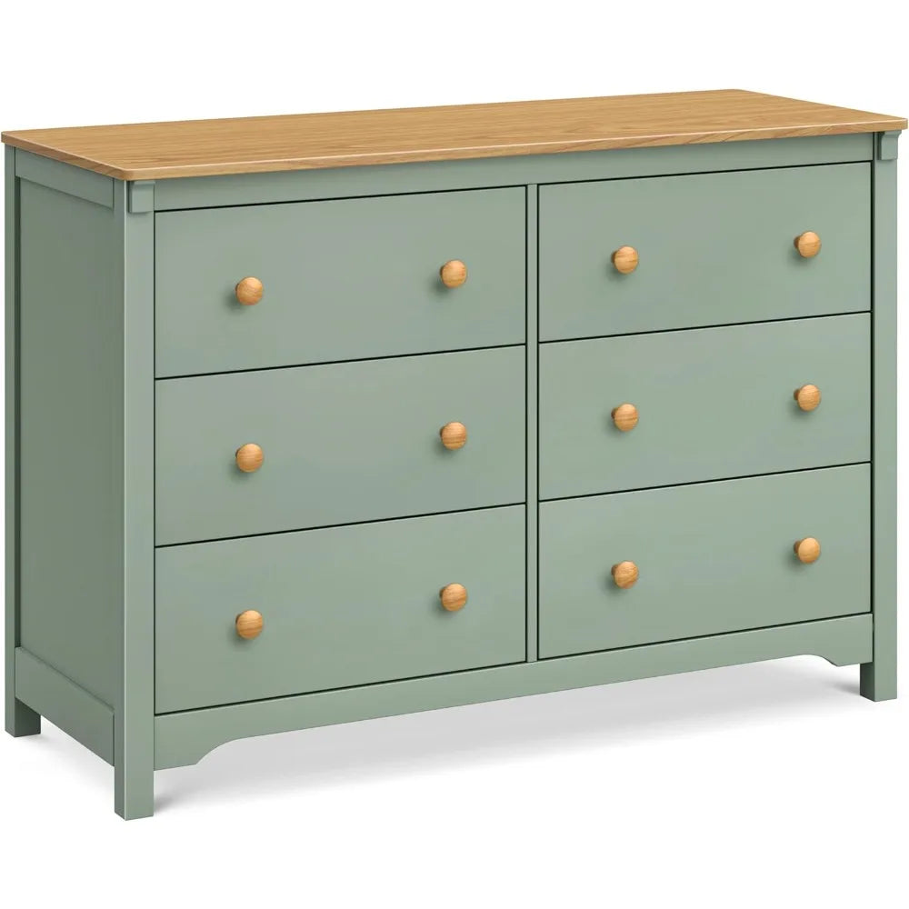 6-Drawer Dresser in Light Sage and Honey,  Gold Certified
