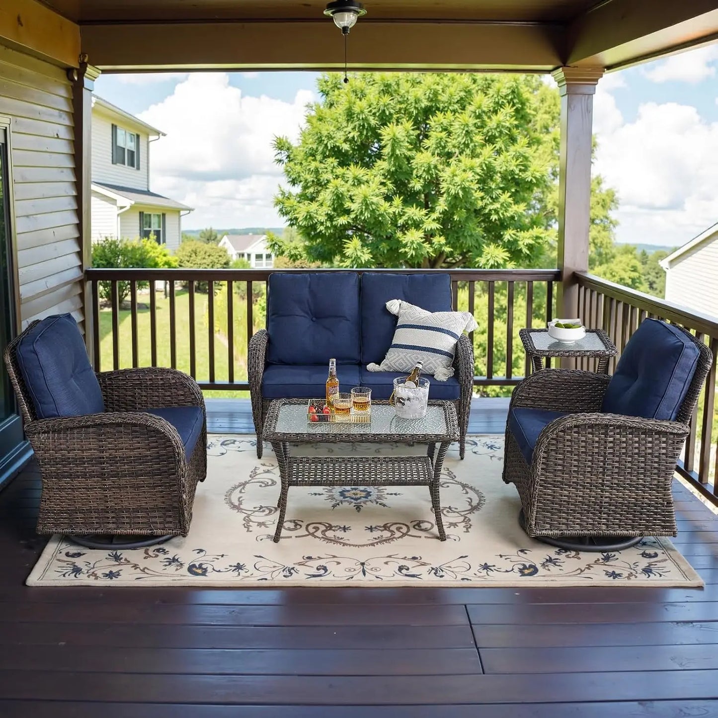 Wicker Outdoor Patio Furniture Set With Deep Seating