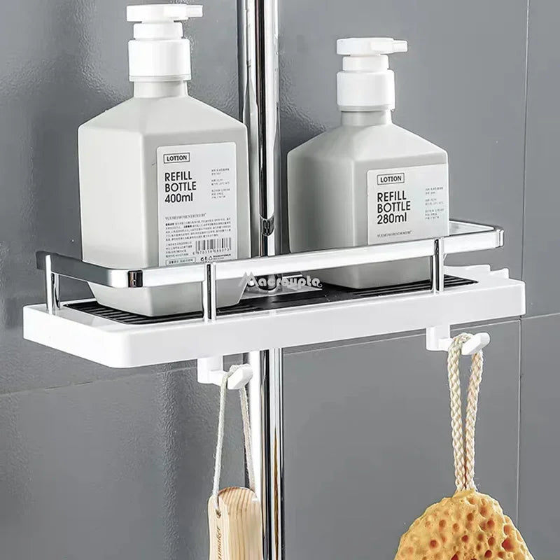 Foldable Aluminum Wall Mounted Shower Storage Rack Organizer No Drilling