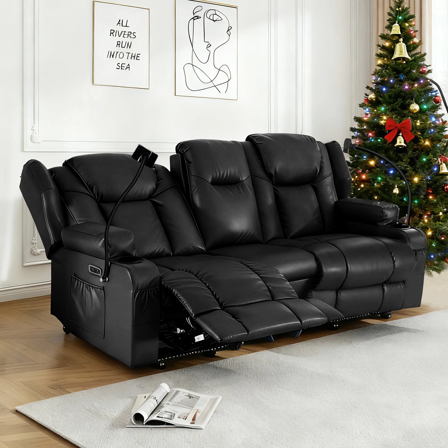 Redlife Loveseat Electric Recliner Sofa Dual Motor Massage For Seniors