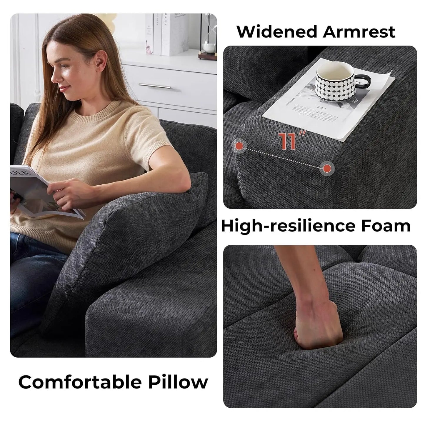Modular L-Shaped Sectional Sofa With Chaise Upholstered