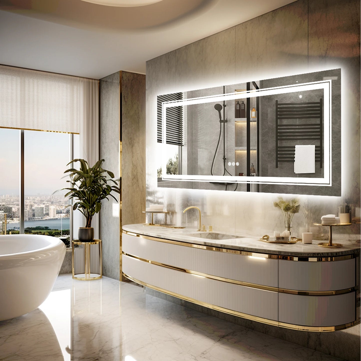 Wisfor LED Bathroom Mirror With Lights Anti Fog Dimmable Backlit