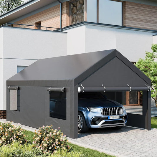 GELU Heavy Duty Carport Portable Garage With Rollup Windows