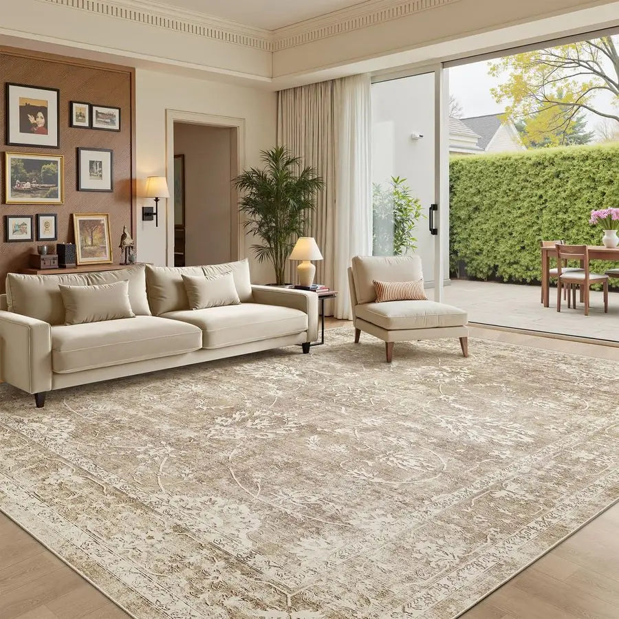 Machine Washable Vintage Wool Area Rug For Living Room Backing
