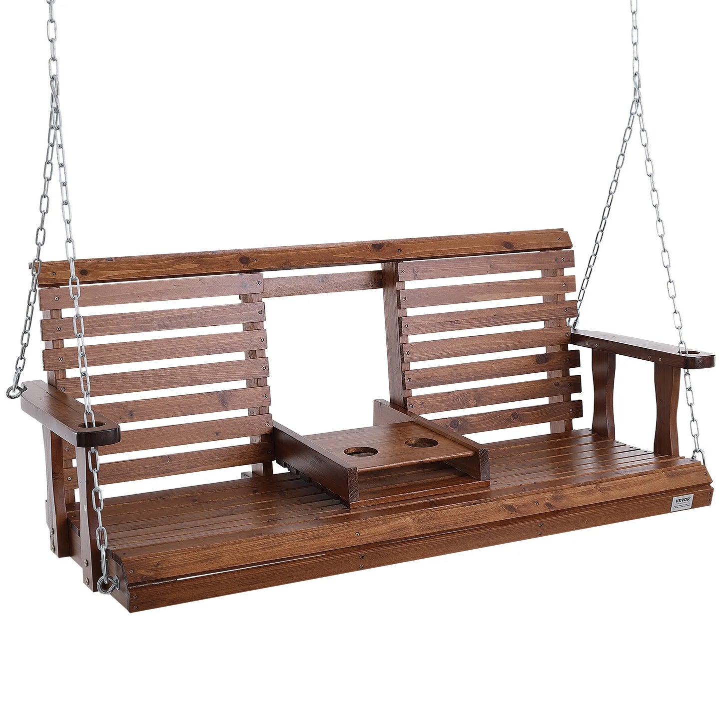 SucceBuy Wooden Porch Swing Outdoor Patio Garden 880 Lb Capacity