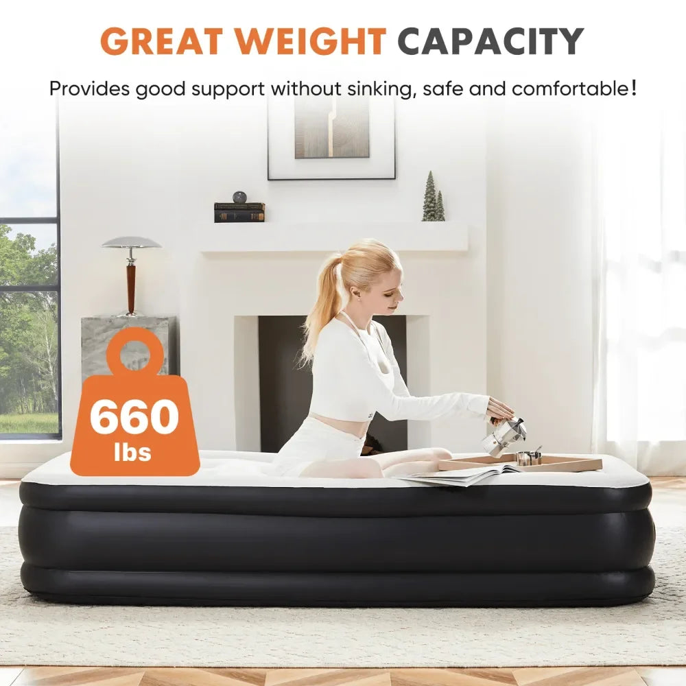 XMSJ Inflatable Air Mattress With Built In Pump Three Heights