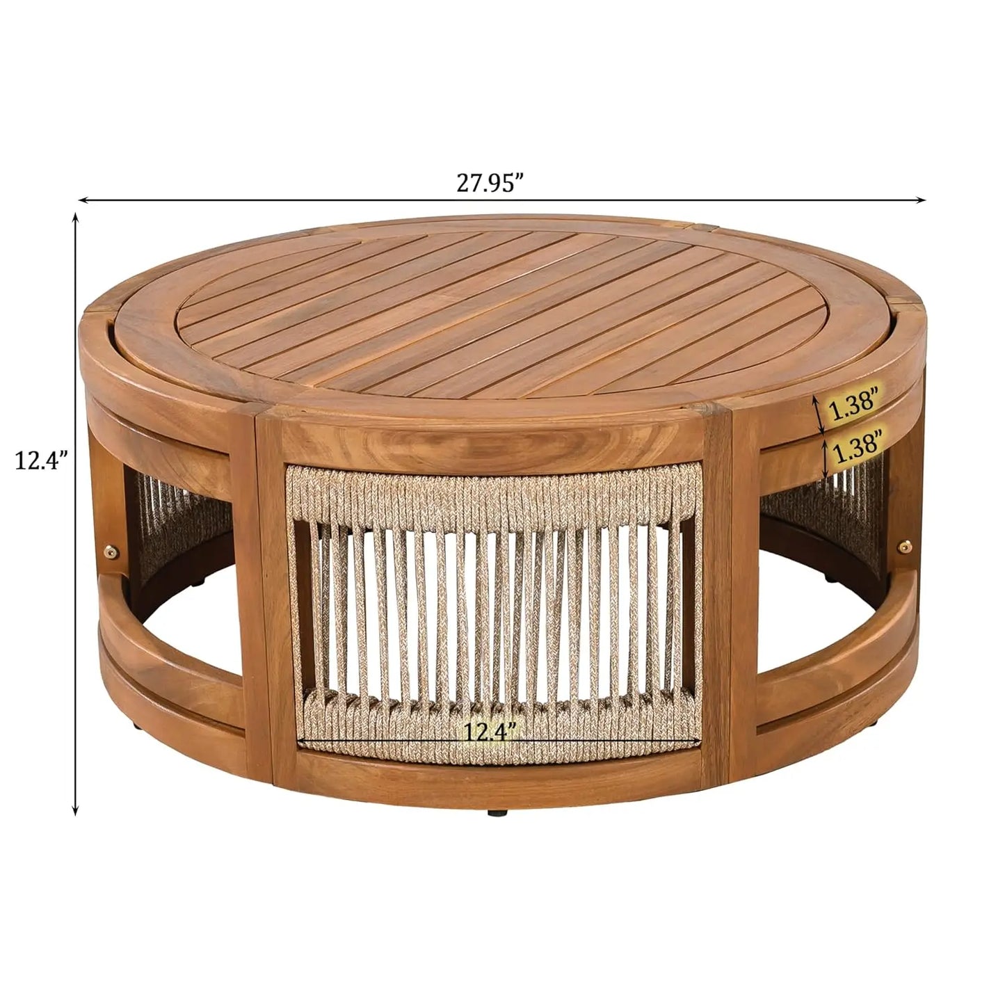 Acacia Wood 4 Piece Patio Conversation Set Outdoor Furniture