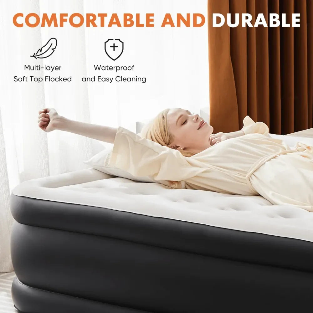 XMSJ Inflatable Air Mattress With Built In Pump Three Heights