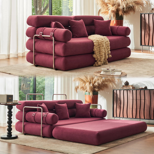 Convertible Sleeper Sofa Folding Sofa Bed With Rounded Arm Supports