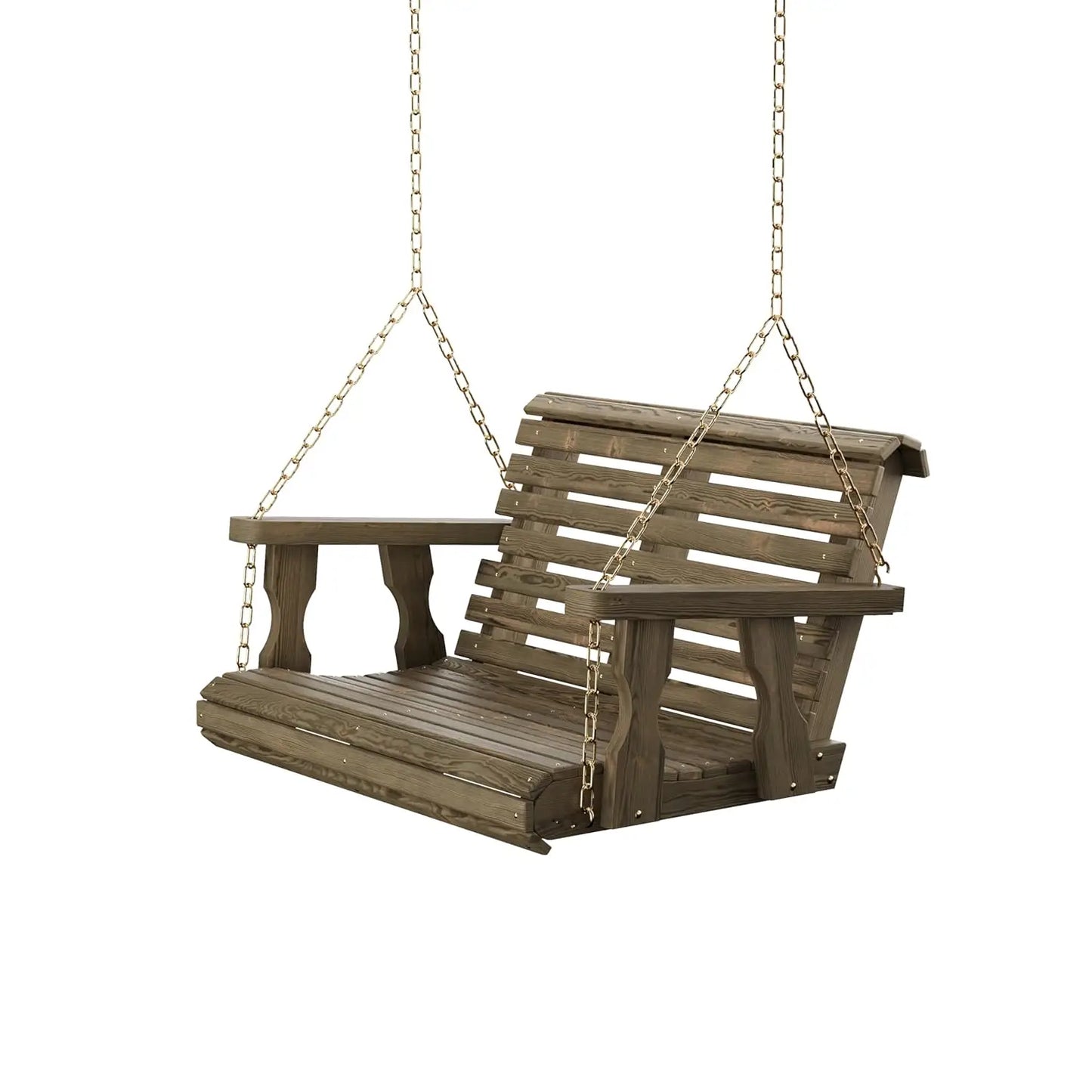 Heavy Duty Rollback Porch Swing Outdoor Wooden With Chains
