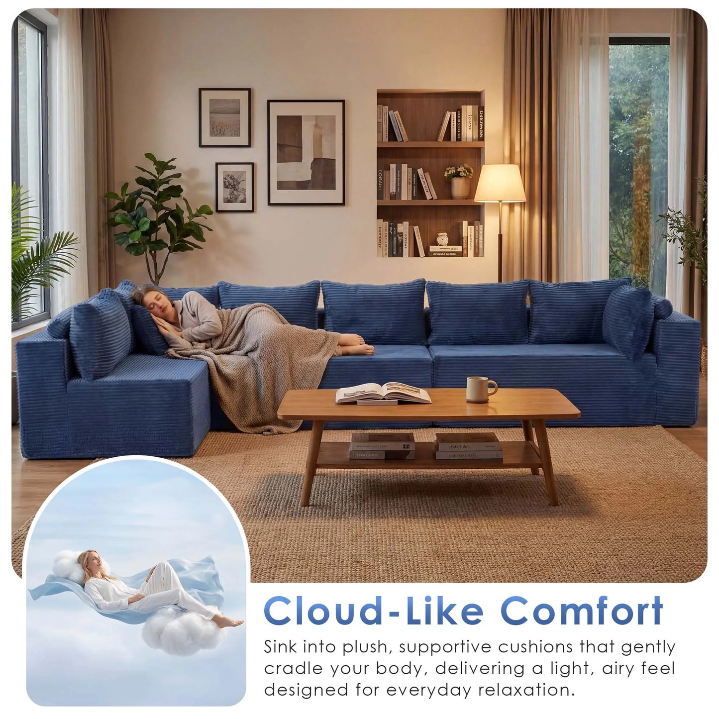 Redlife Six Seat Modular Sectional Sofa with Ottoman
