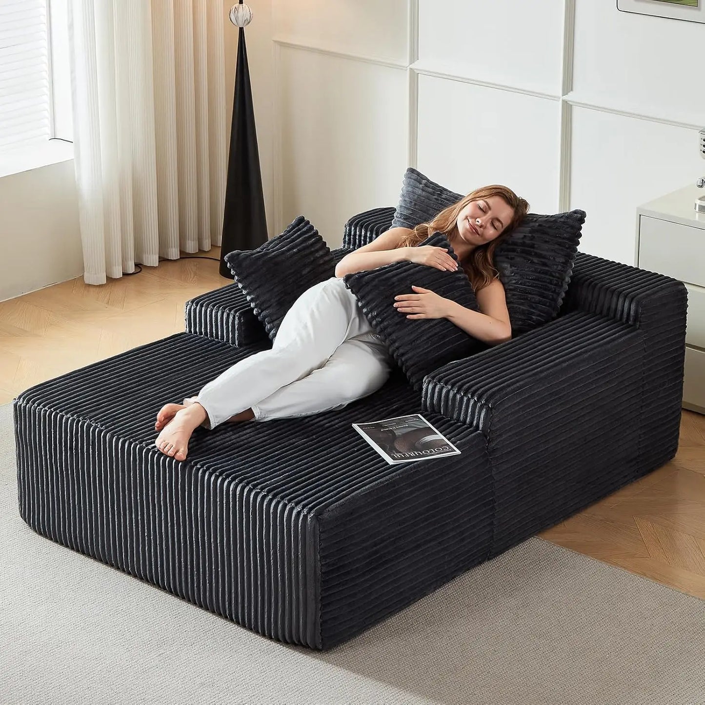 Corduroy Upholstered Sofa Bed Sleeper Couch Modern Lounge Chair