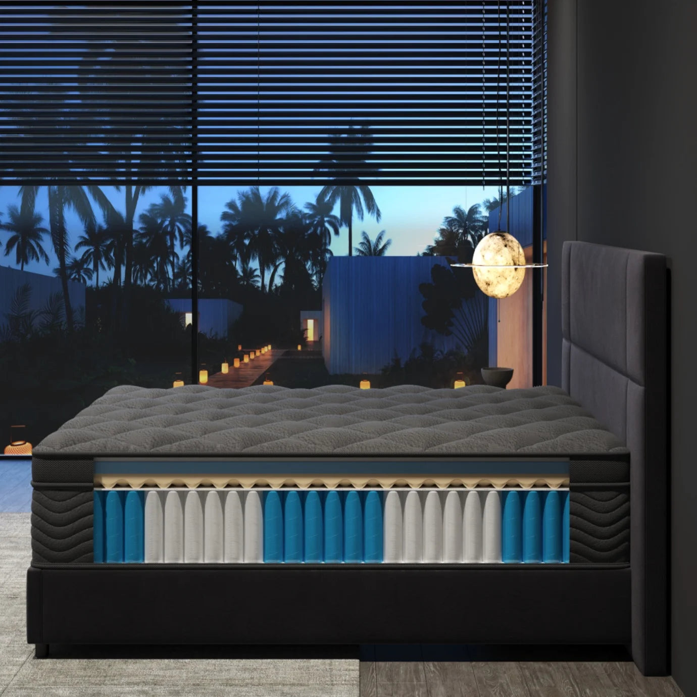 12 Inch - Black Gel Memory Foam & Individually Pocketed Innerspring Bed with Medium-Firm Feel Mattress Full Size Mattress
