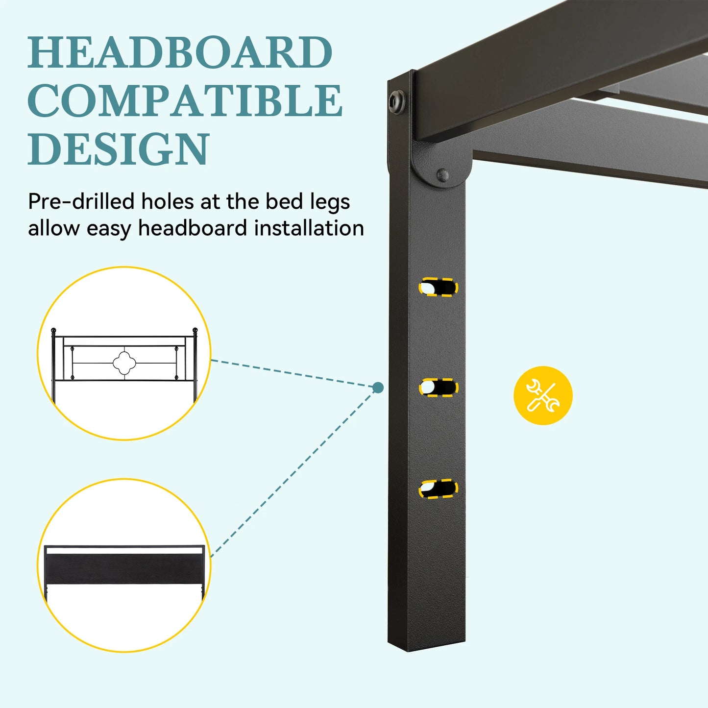 HOOMIC Heavy Duty Metal Bed Frame With Under Bed Storage Easy Assembly