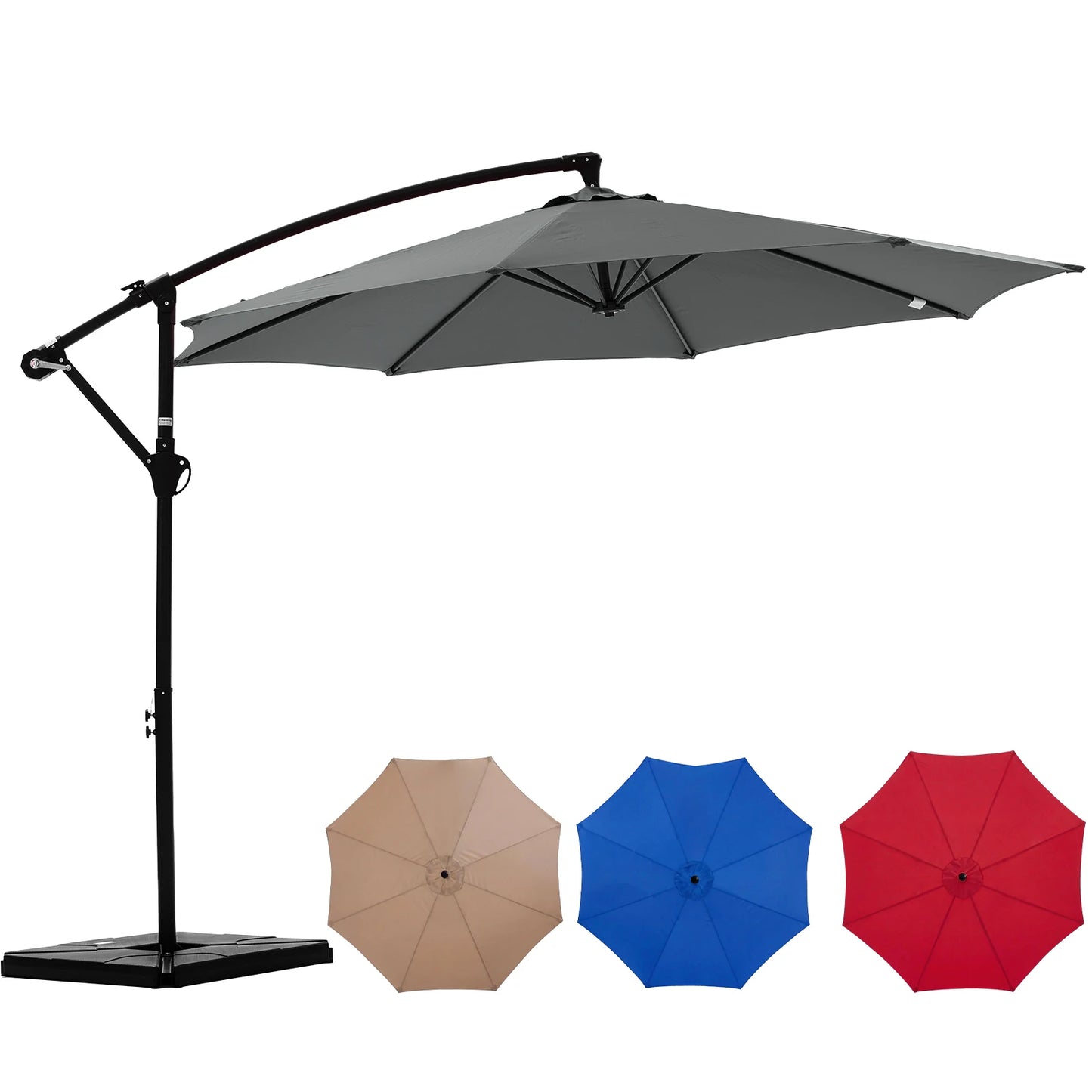 JHK Outdoor Offset Patio Umbrella With Base Cantilever Tilt UV Protection