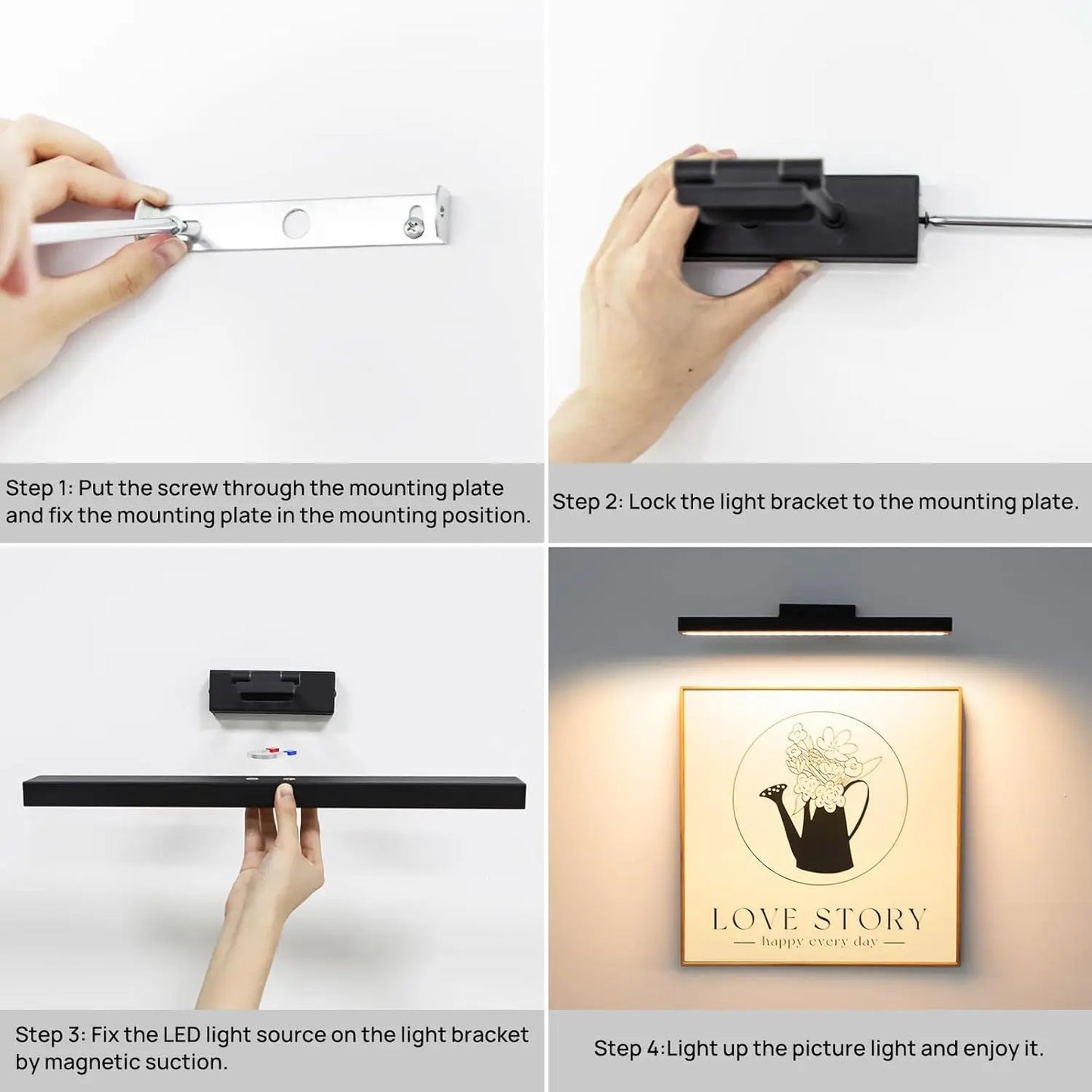 PRTILOUD Wireless Art Light With Remote Dimmable CCT Rechargeable Battery