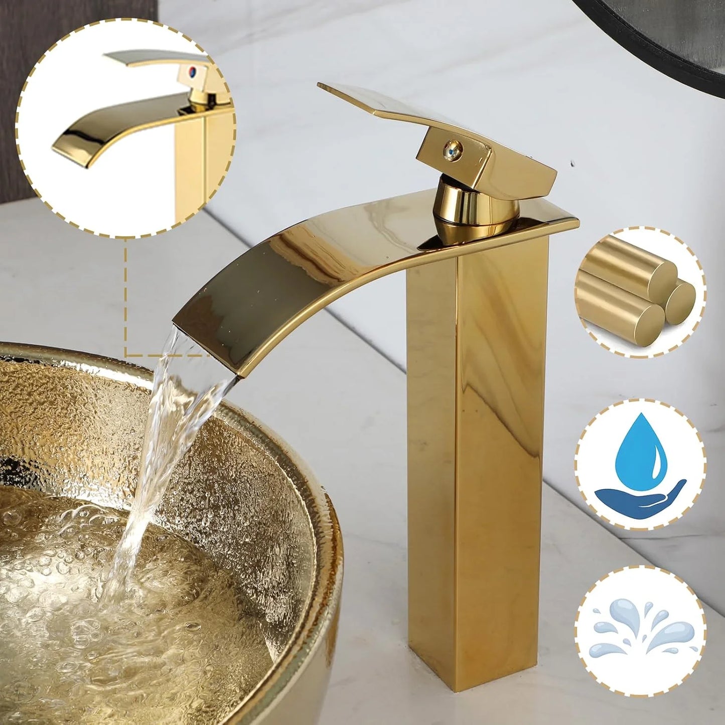 MEKKHALA Ceramic Vessel Sink With Faucet