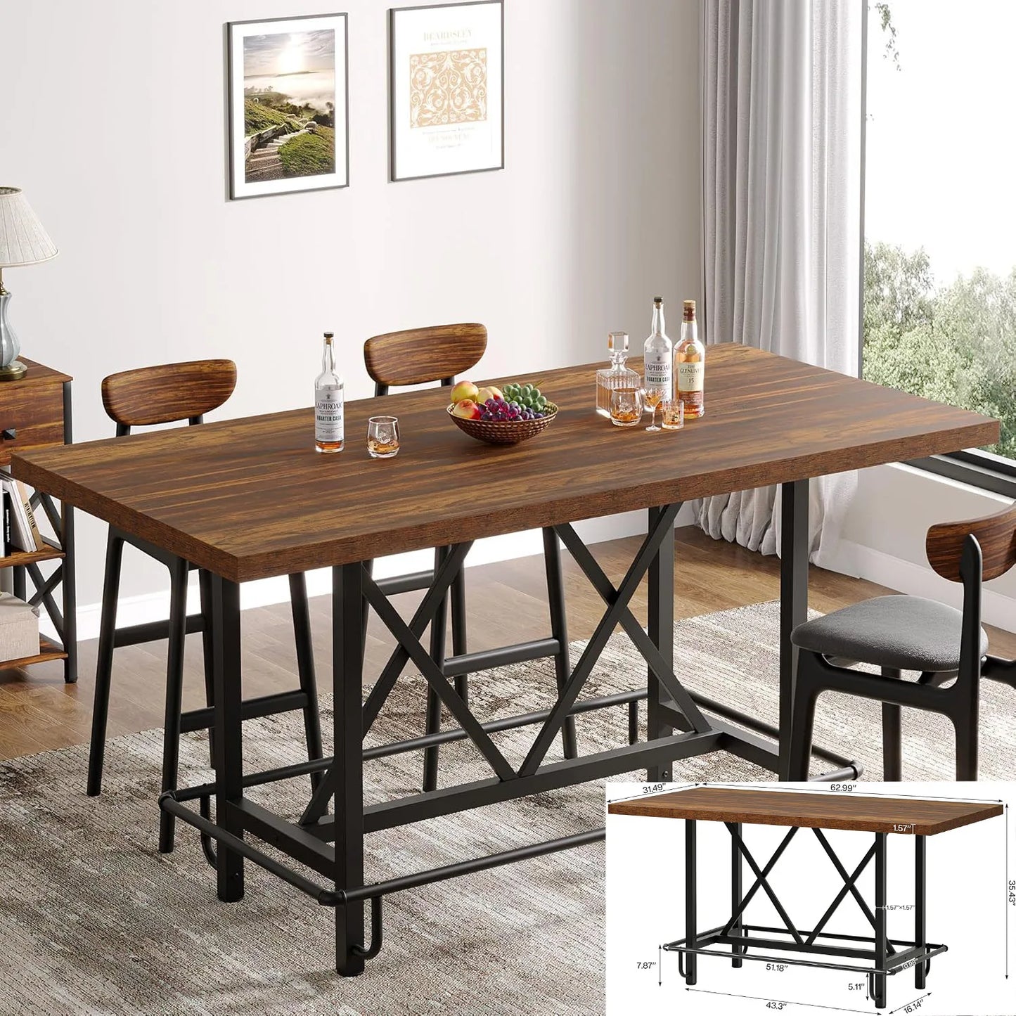 Little Tree Farmhouse Dining Table Rectangular Living Room