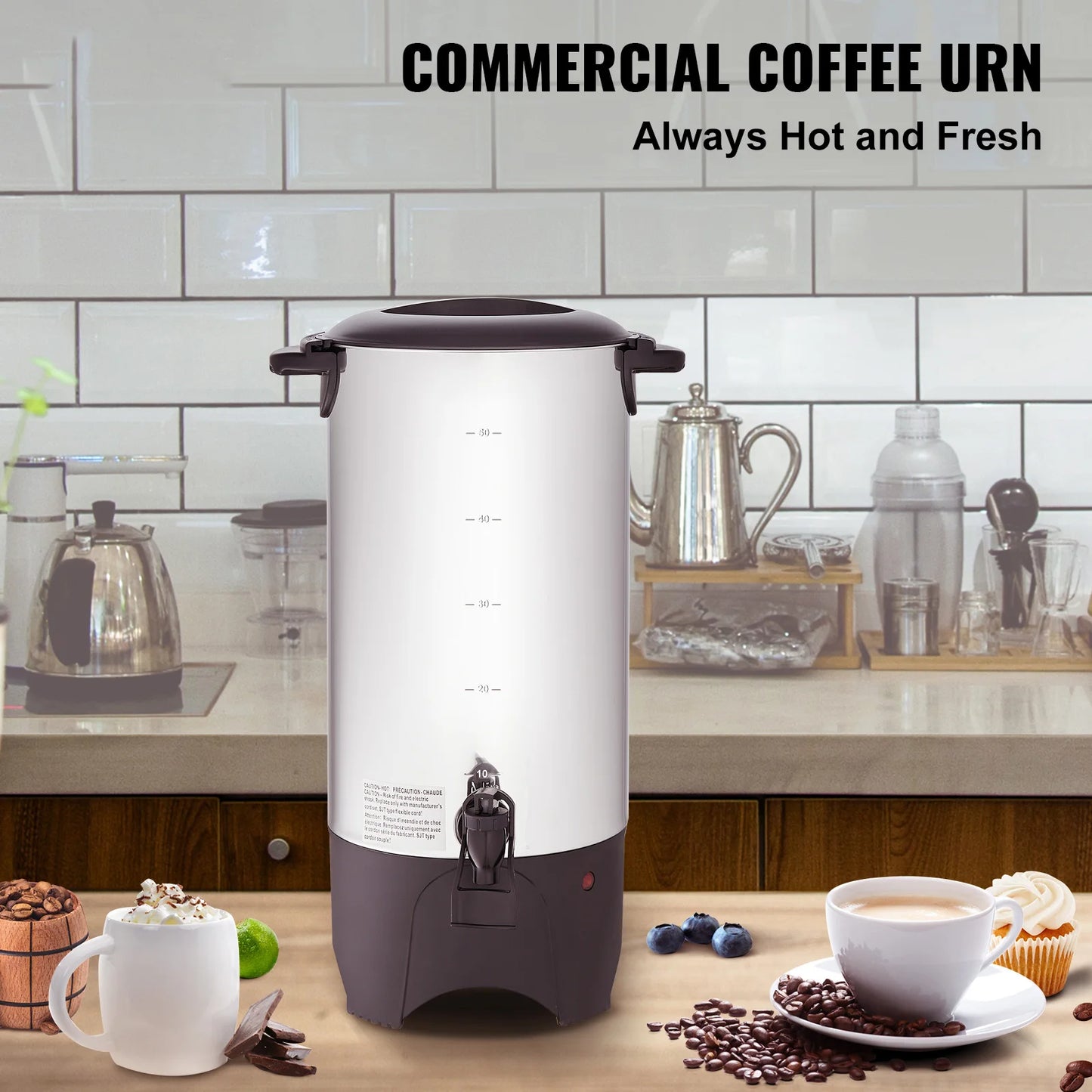 SucceBuy Commercial Coffee Urn 1000W Stainless Steel Dispenser