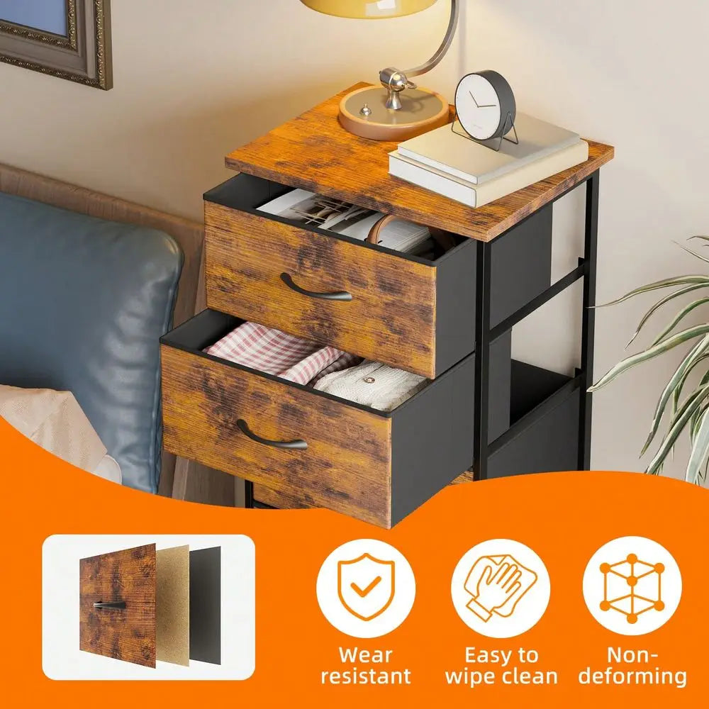 Six Drawer Nightstand Fabric Dresser For Bedroom Storage