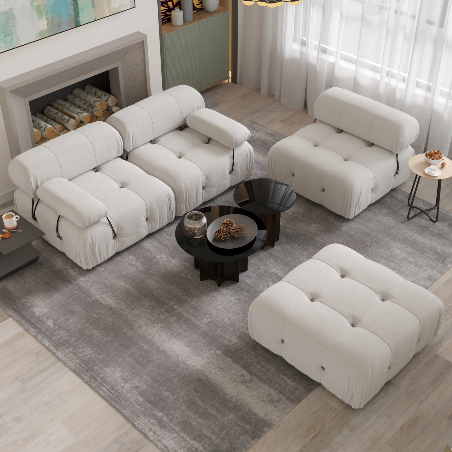 Sdorens L Shaped Velvet Sectional Sofa With Reversible Ottoman