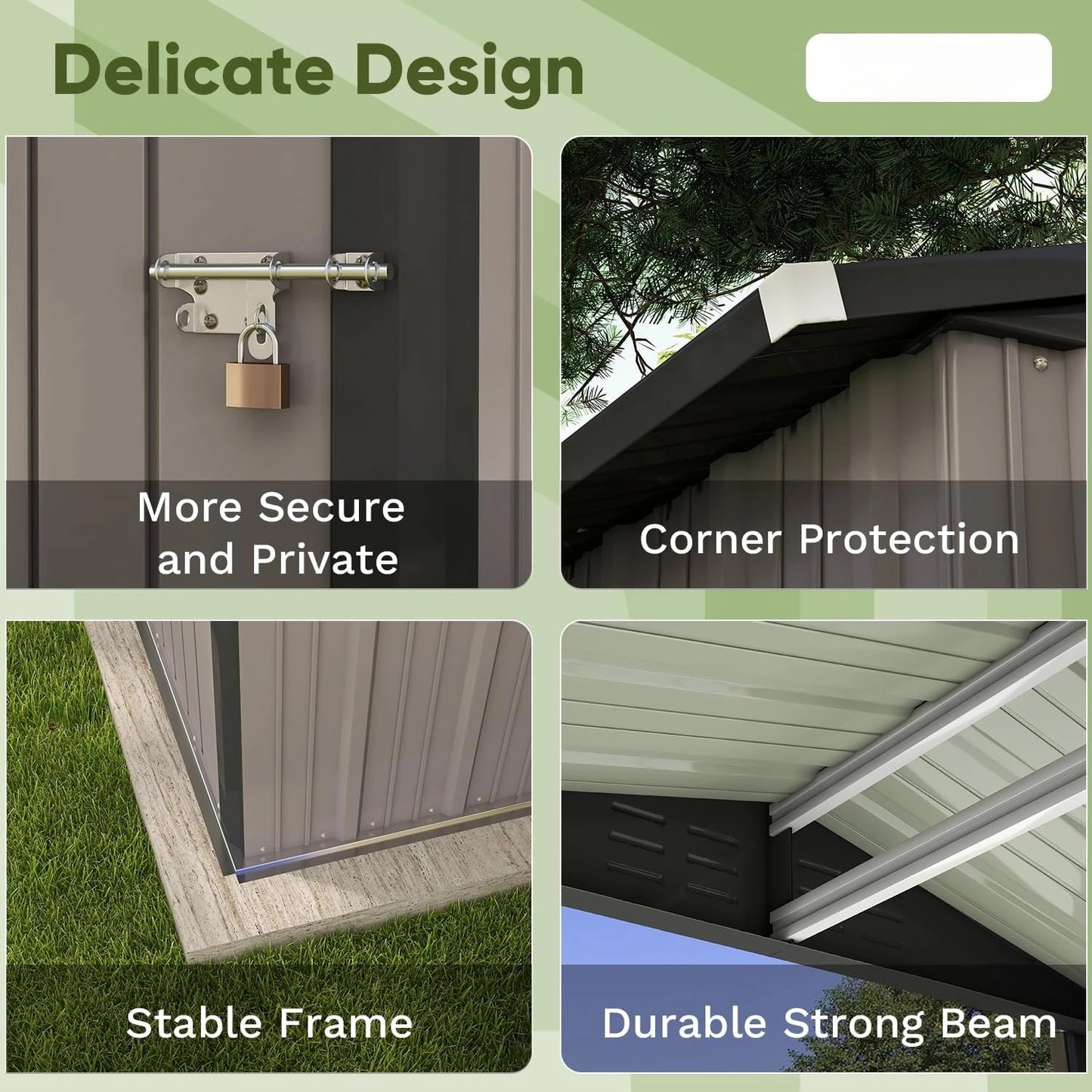 Outdoor Storage Shed With Sloping Roof And Double Lockable Door