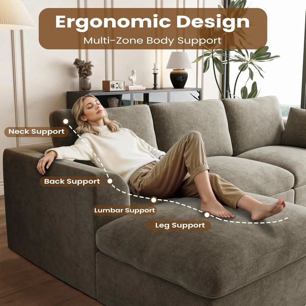 Cloud Sectional Couch L Shaped Convertible Sofa With Ottoman