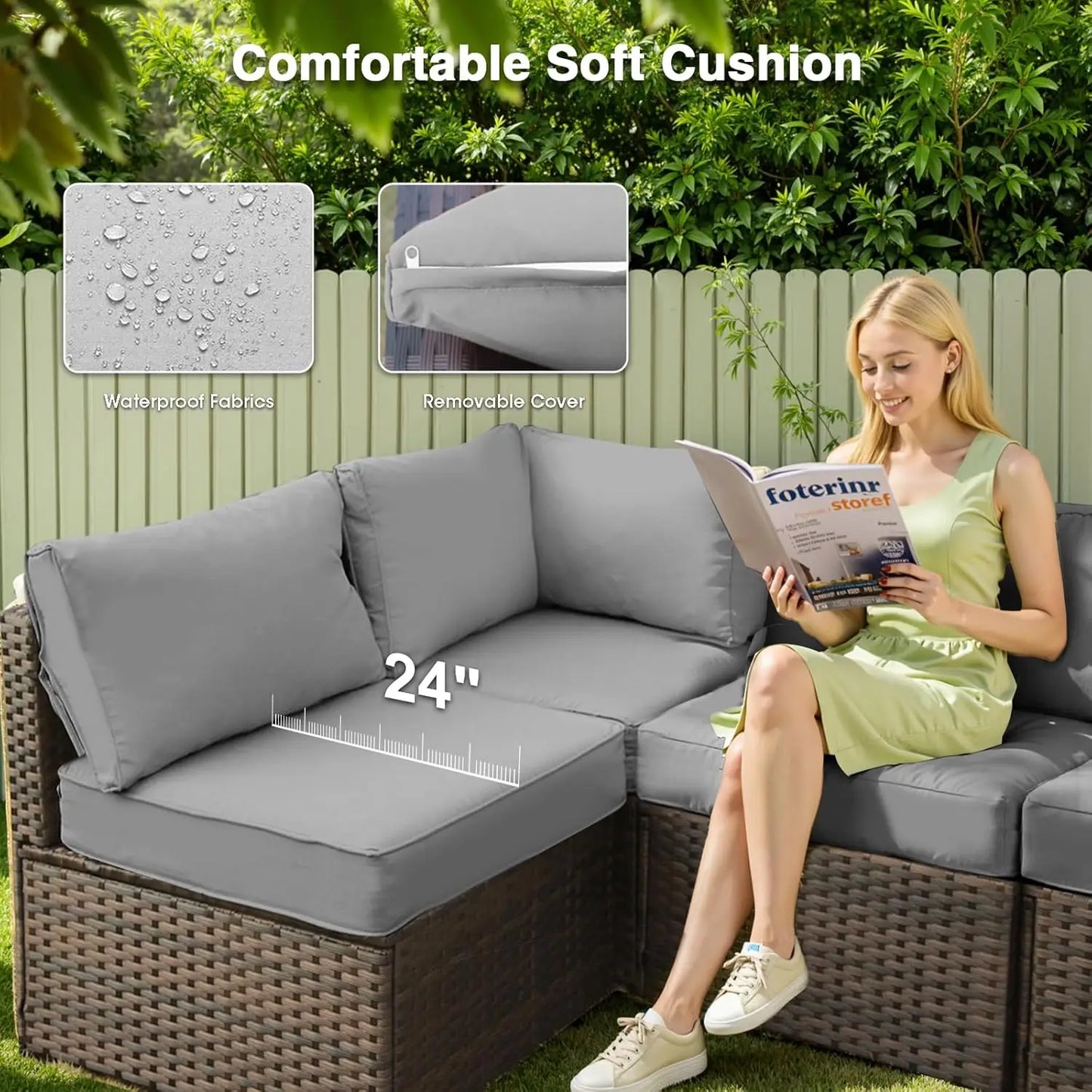 Outdoor Patio Furniture Set With Fire Pit Table And Sectional