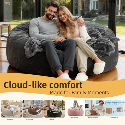Memory Foam Bean Bag Sofa Chair With Velvet Microvelvet Cover