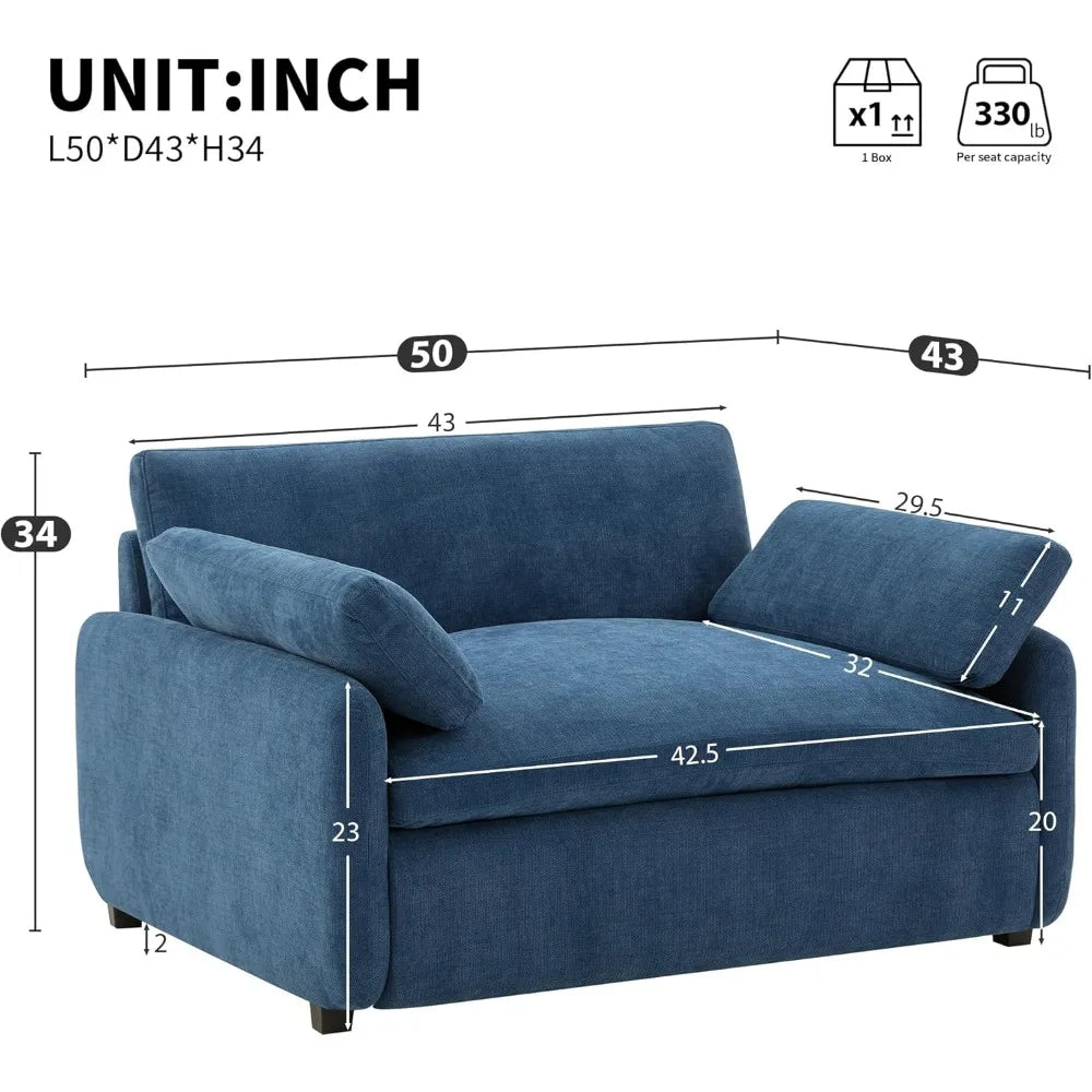 RBXC Chenille Oversized Sofa Chair With Deep Seat And Pillows