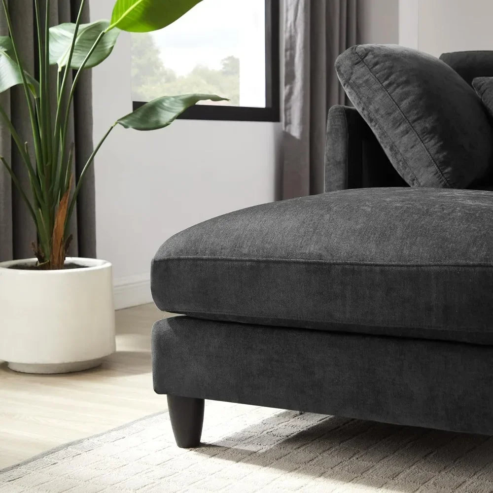 Guangbai Seven Seater Chenille Cloud Couch With Movable Ottoman Sofa