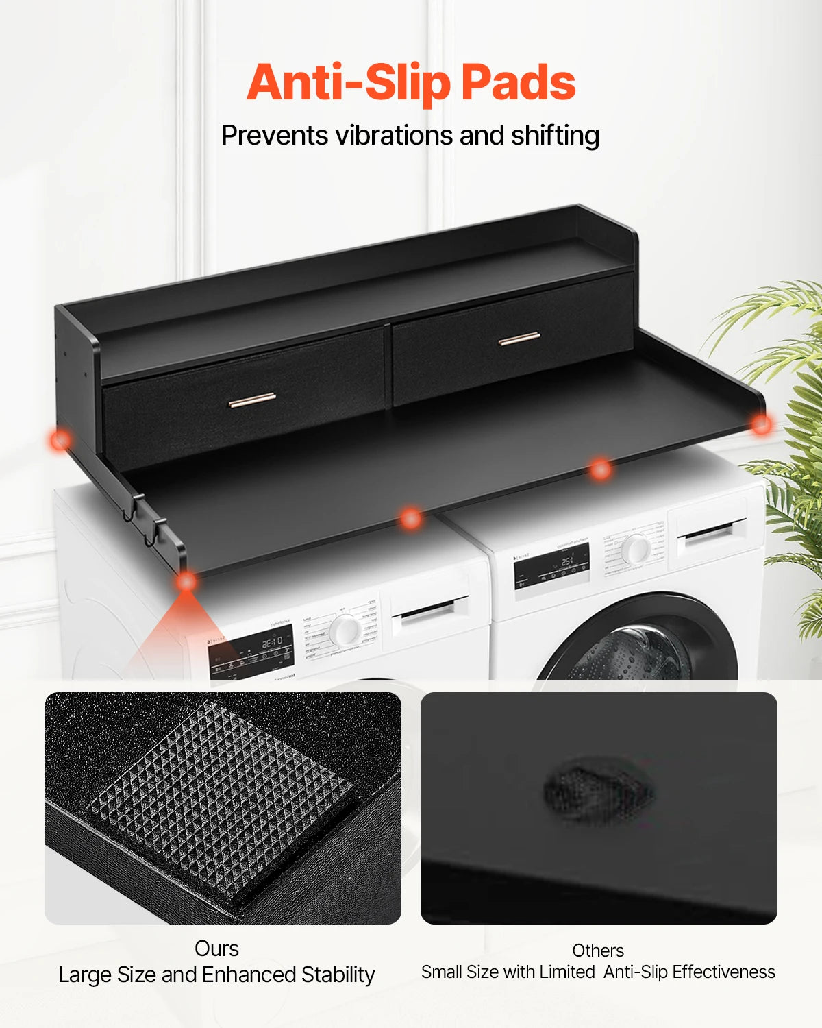 SucceBuy Washer Dryer Countertop With Drawer Shelf For Laundry Room