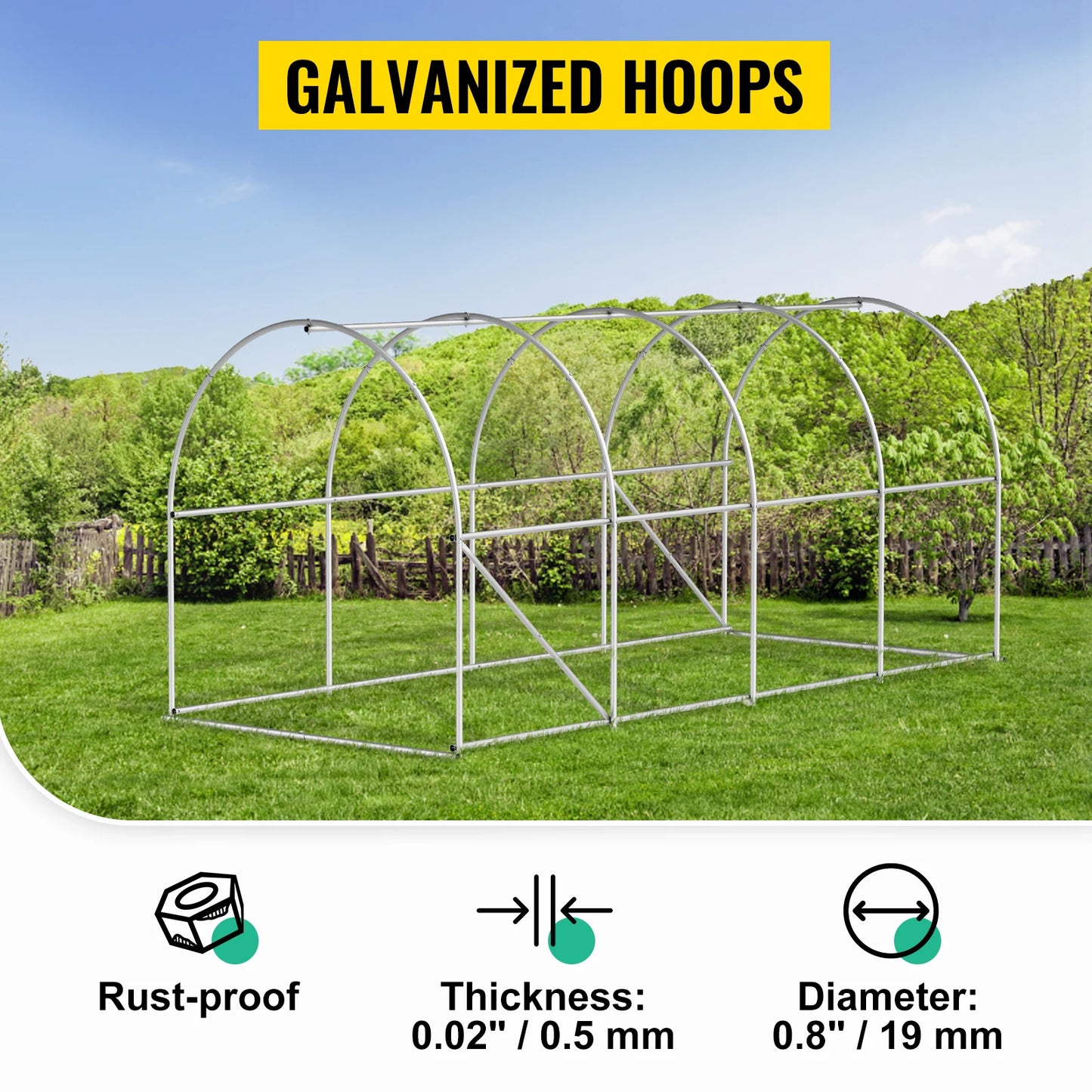 SucceBuy Walk-In Tunnel Greenhouse With Galvanized Frame Waterproof Cover