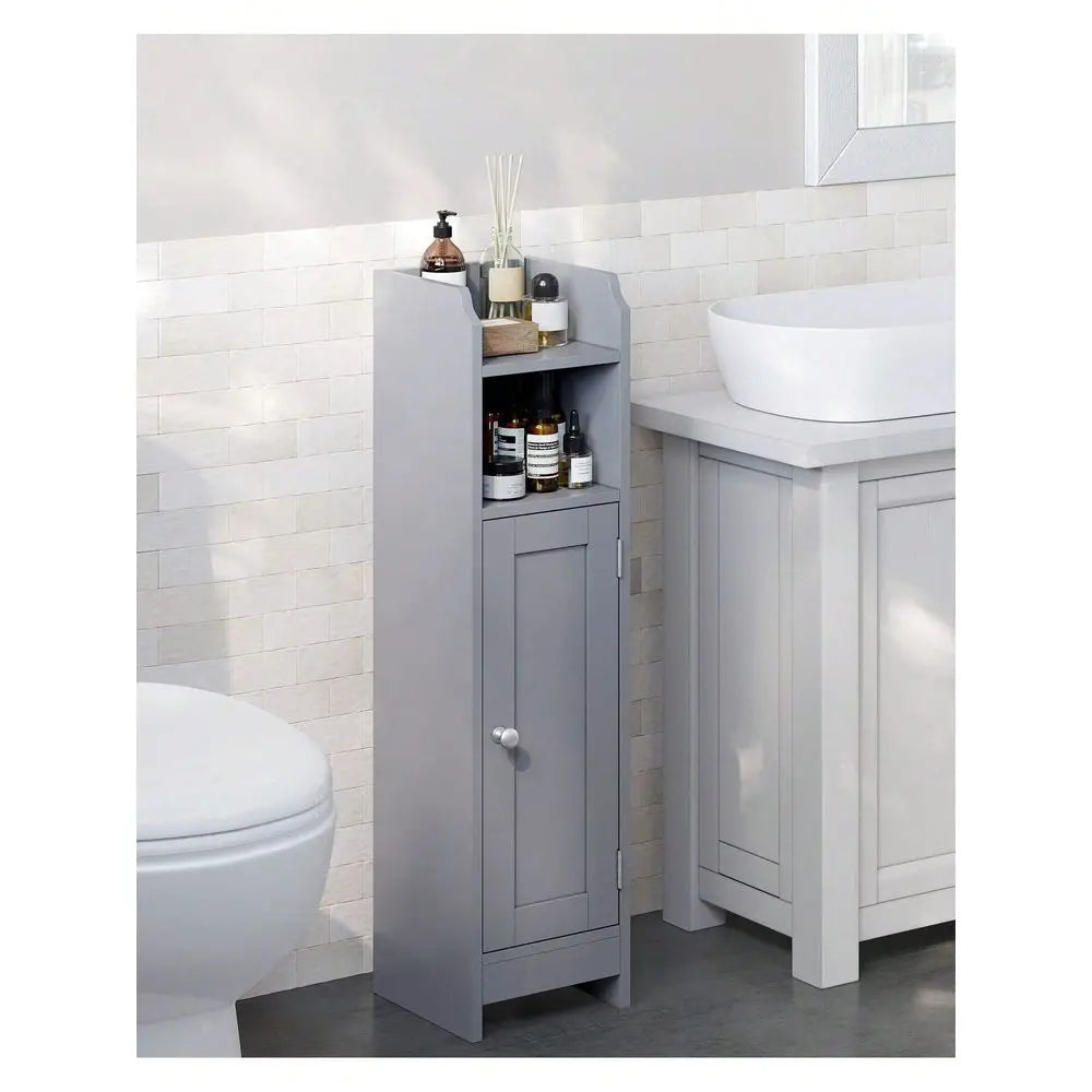 Bathroom Corner Floor Cabinet With Door And Shelves Storage Organizer