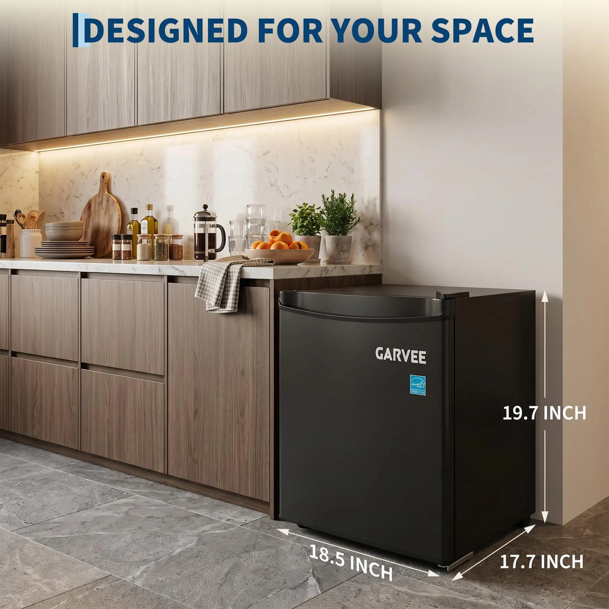 Compact Mini Refrigerator With Single Door And LED Lighting