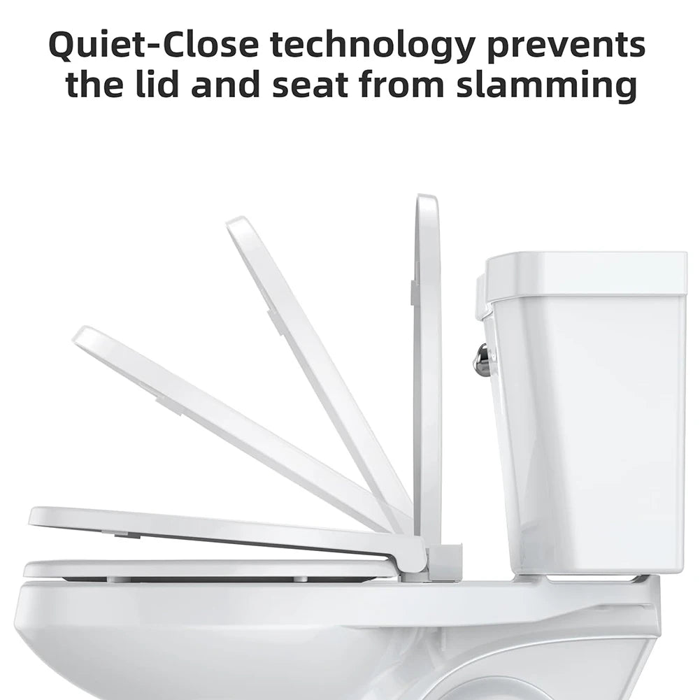 Elongated Toilet Seat With Slow Close Magnetic Quick Release Mount