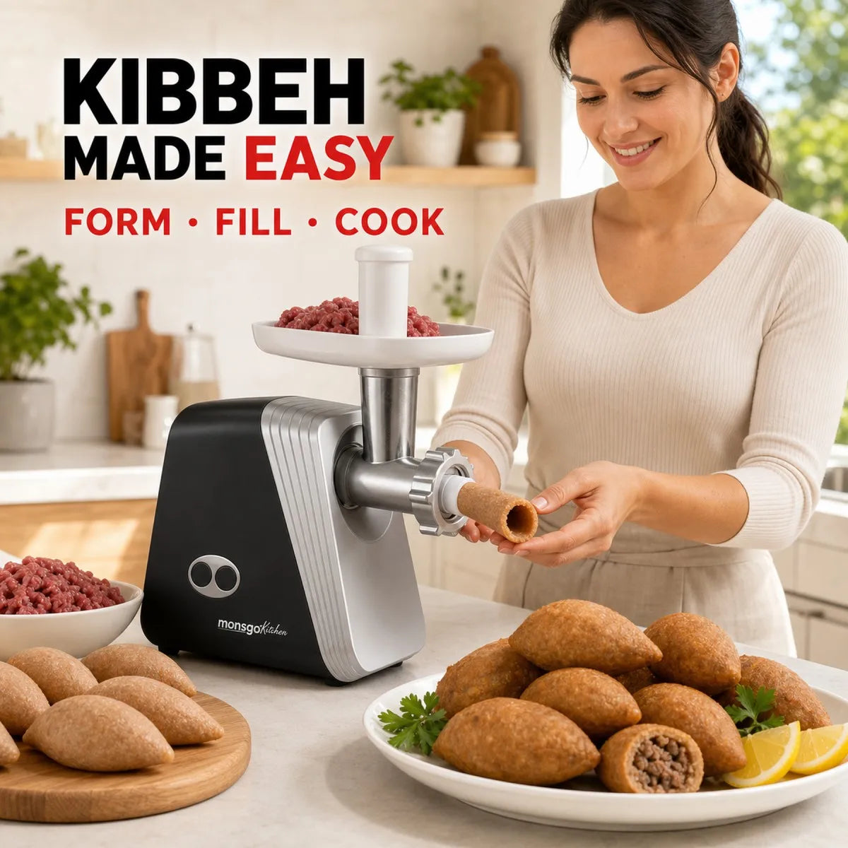Erabros G100 Electric Meat Grinder With Sausage And Kebbe Attachments