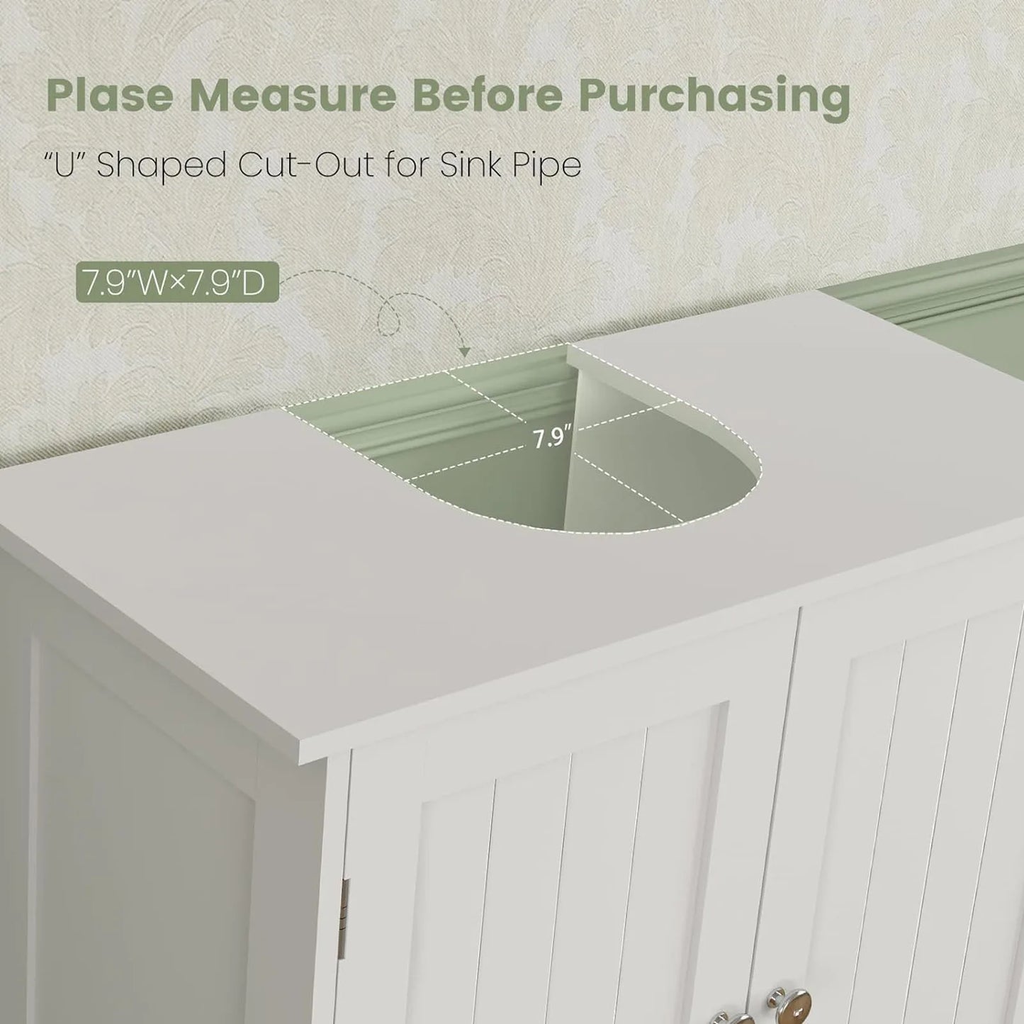 Freestanding Bathroom Sink Cabinet With 2 Doors And Shelf