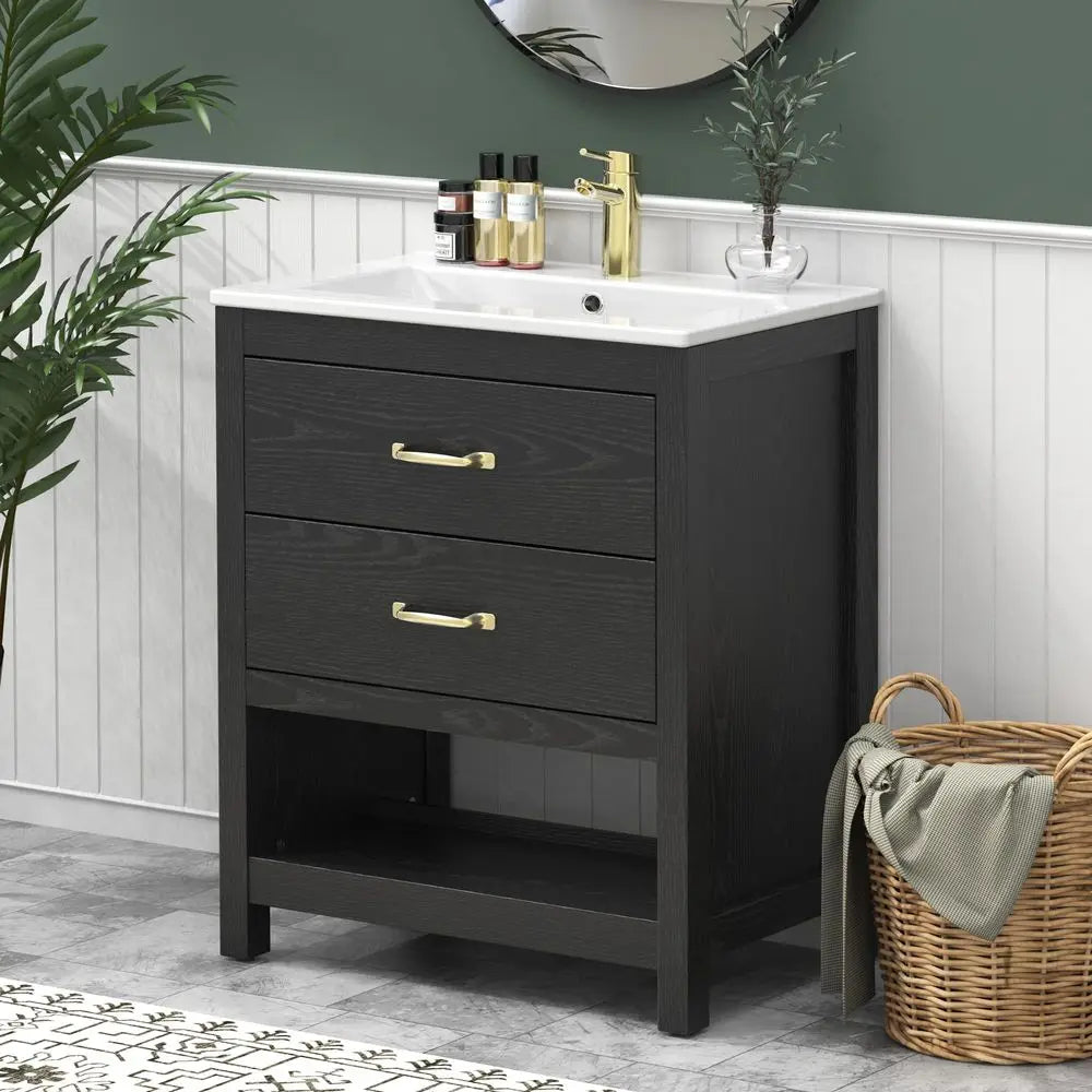 Vanity With Sink Modern Bathroom Cabinet Set LED Light