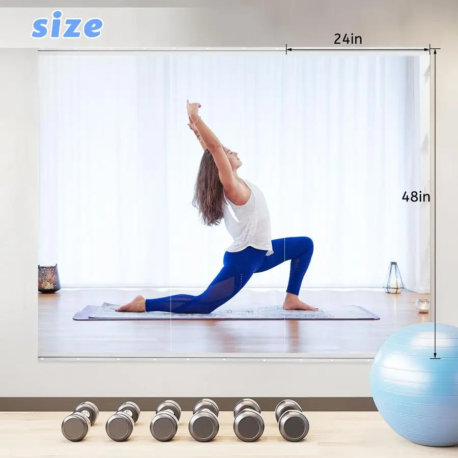 Tempered Glass Home Gym Mirror Wall Mounted Frameless Full Length