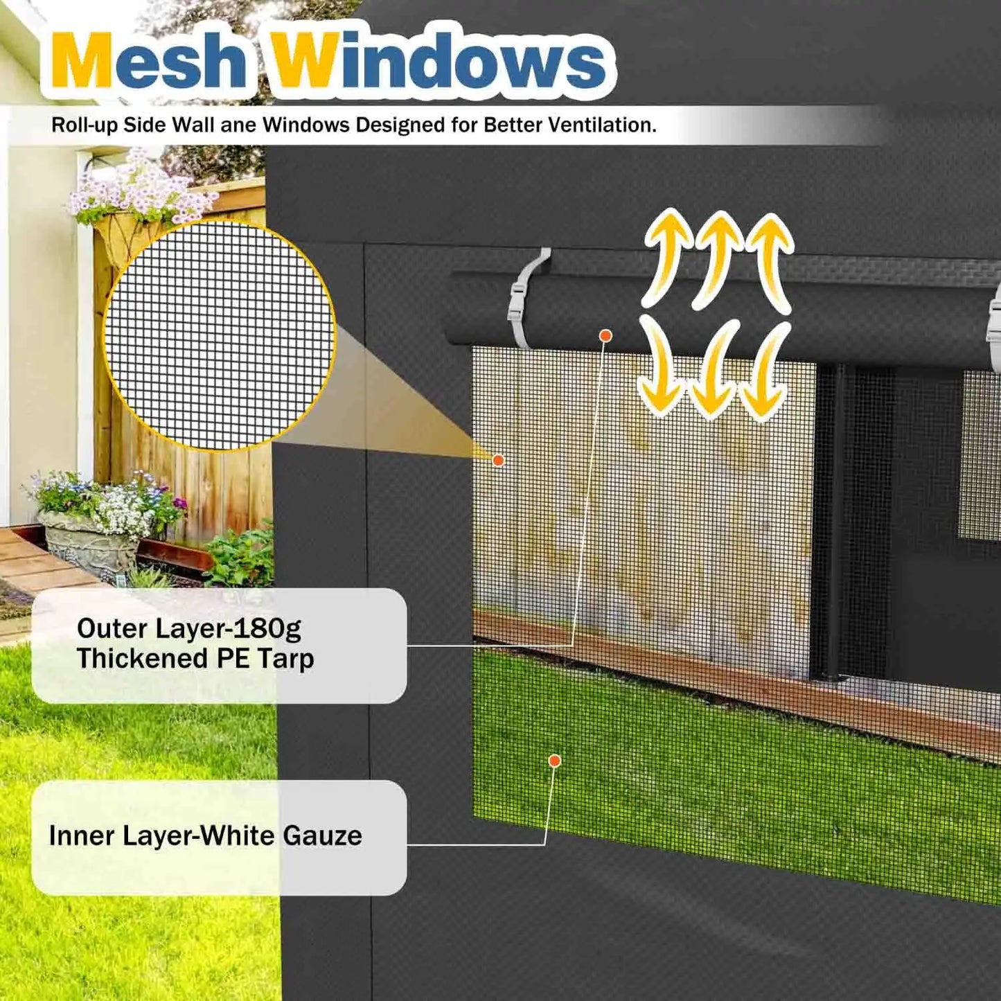 GELU Heavy Duty Carport Portable Garage With Rollup Windows
