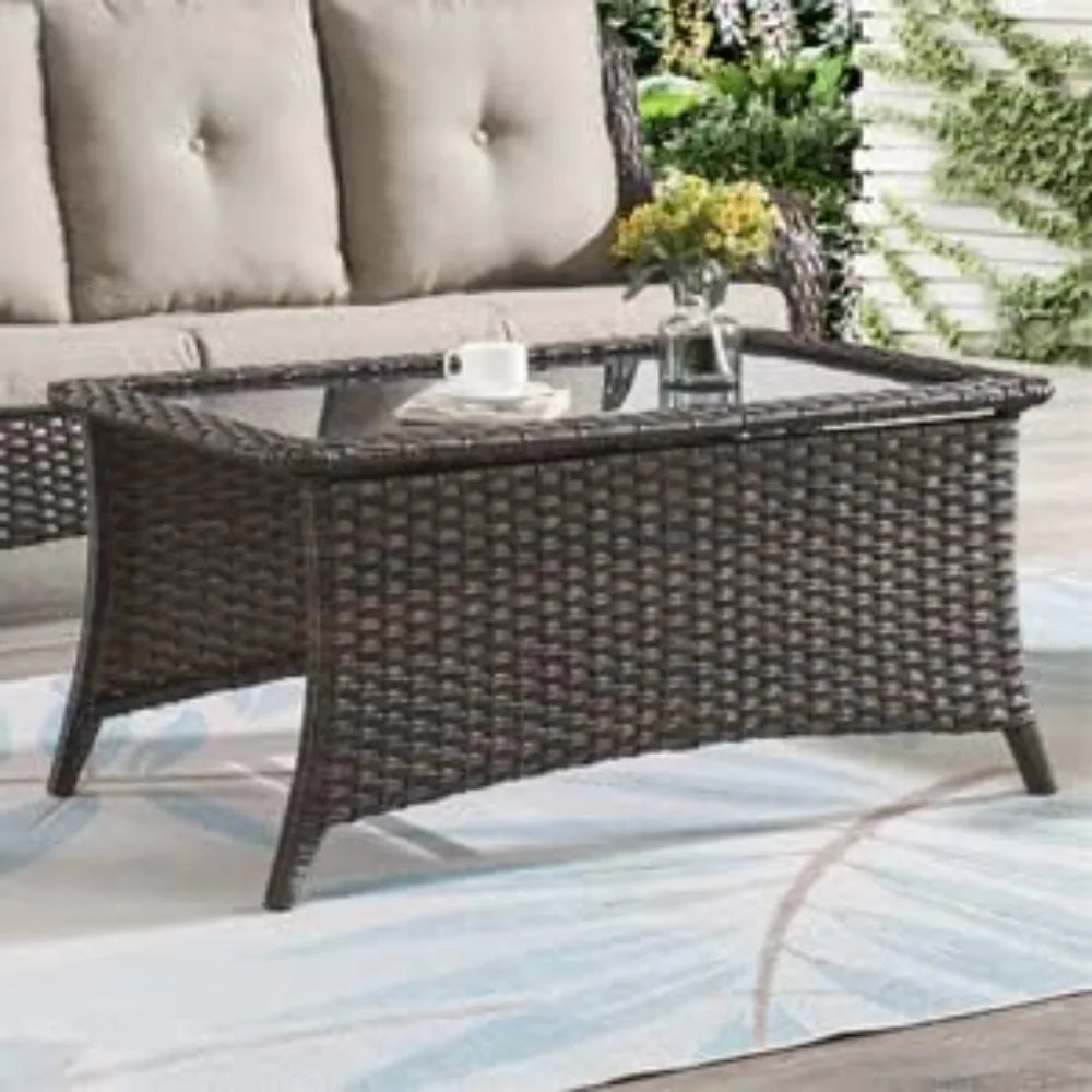 Patio Furniture 6 Pieces Set, with Swivel Rocking Chairs,Patio Ottomans,Patio Coffee Table, Wicker Outdoor Sectional Sofa