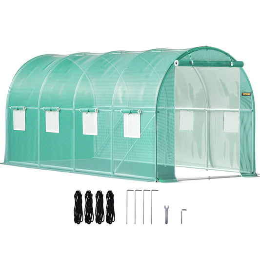 SucceBuy Walk-In Tunnel Greenhouse With Galvanized Frame Waterproof Cover