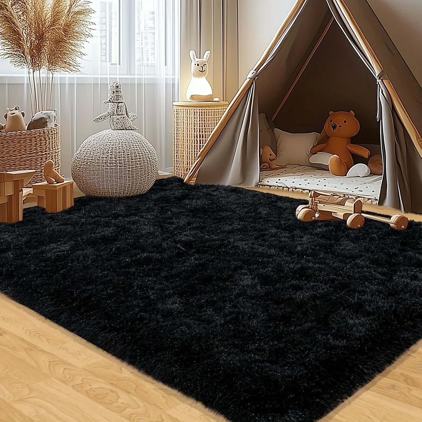 Plush Area Rug Geometric Aubusson Style 100 Percent Polyester