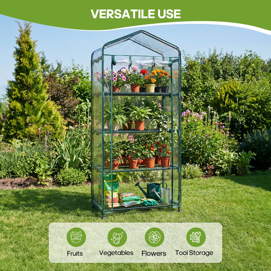 Portable Four Tier Greenhouse On Wheels For Indoor Outdoor Gardening