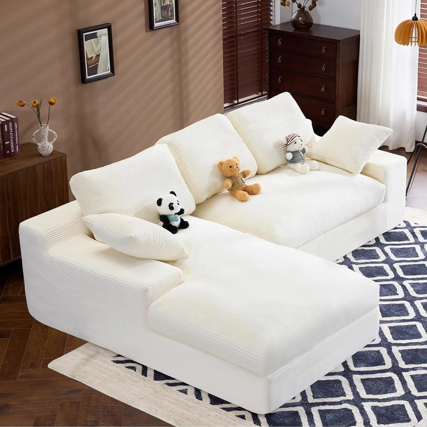 Cloud Modular Sectional Sofa With Chaise L-Shaped Corduroy Upholstered
