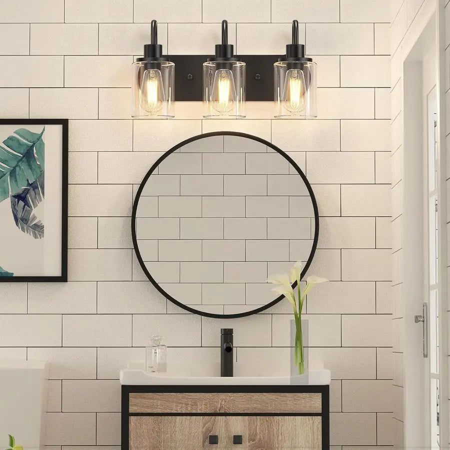 Farmhouse Vanity Light With Clear Glass Shade Wall Sconce