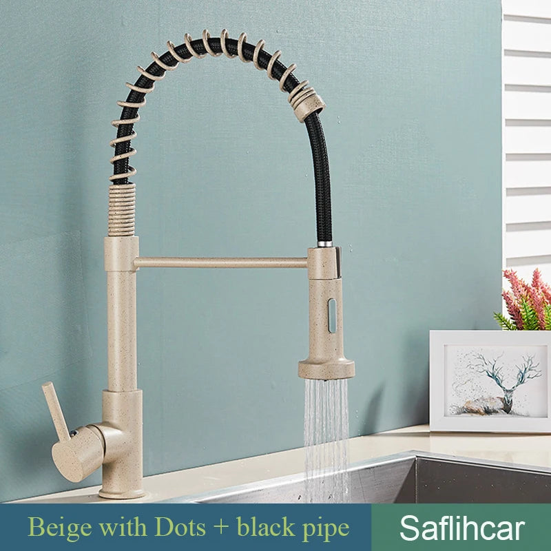 SAFLIHCAR Kitchen Sink Faucet With Single Handle Pull Down Sprayer